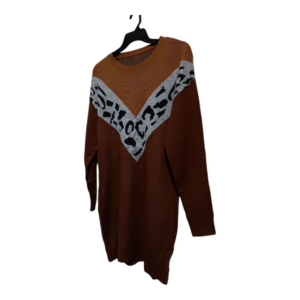 Cupshe Leopard Print Colorblock Mini Sweater Dress - Picture 7 of 11